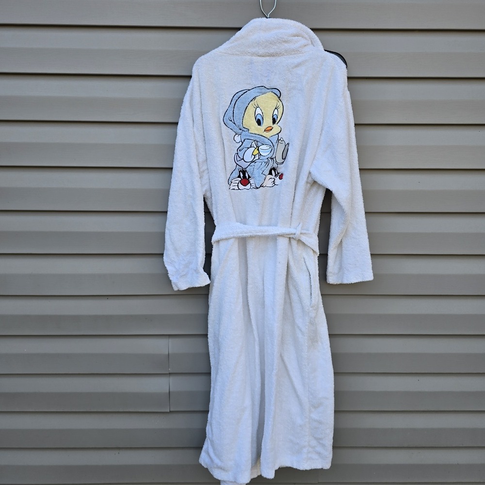 Vintage Looney Tunes Tweety Bird Robe Adult SZ‎ L/XL Warner Bros Y2K White